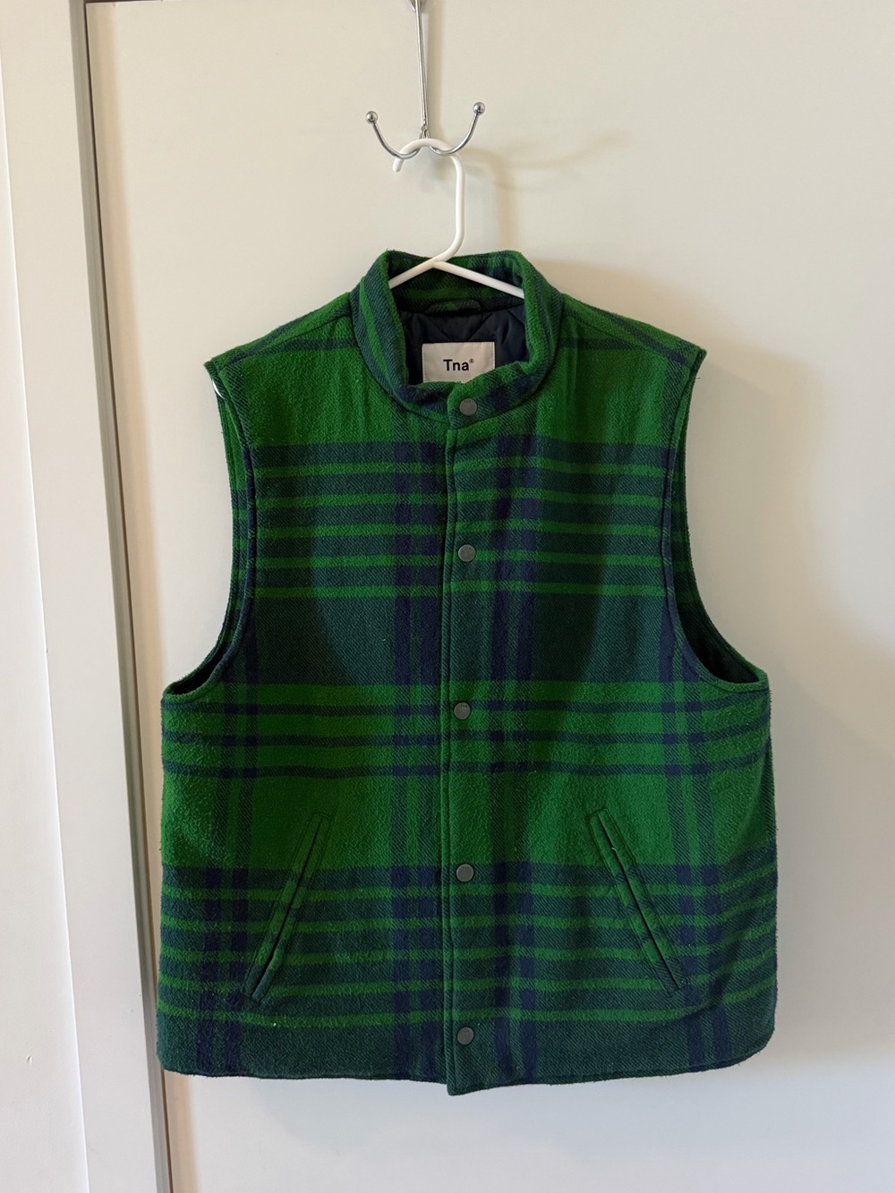 Tna Green Plaid Vest